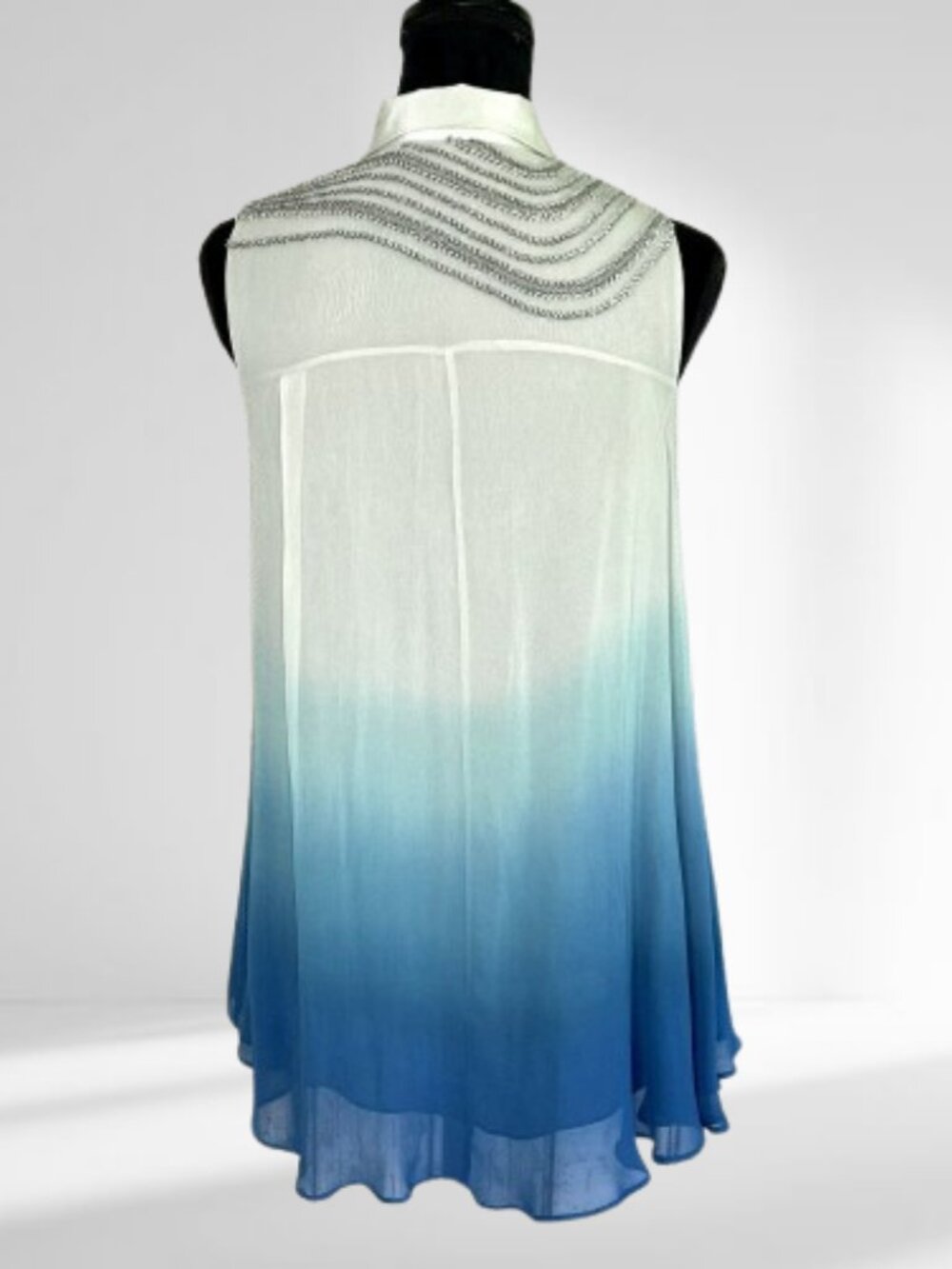 Anthropologie Rohit Gandhi + Rahul Khanna Ombre Silk Blouse Sequin Braiding MED